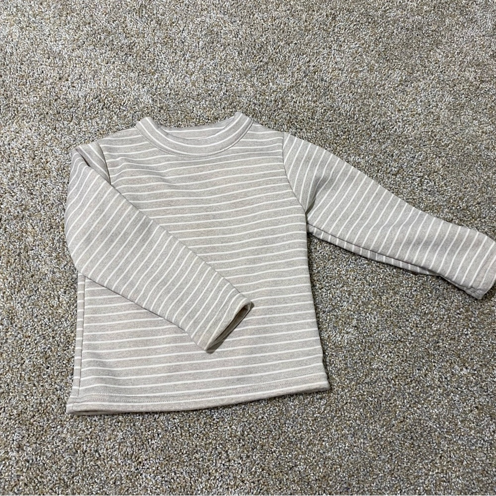 Striped Gray and White Long Sleeve Shirt